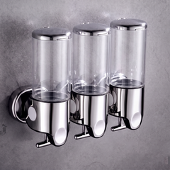 Transparent wall mounted soap dispenser with chrome finish