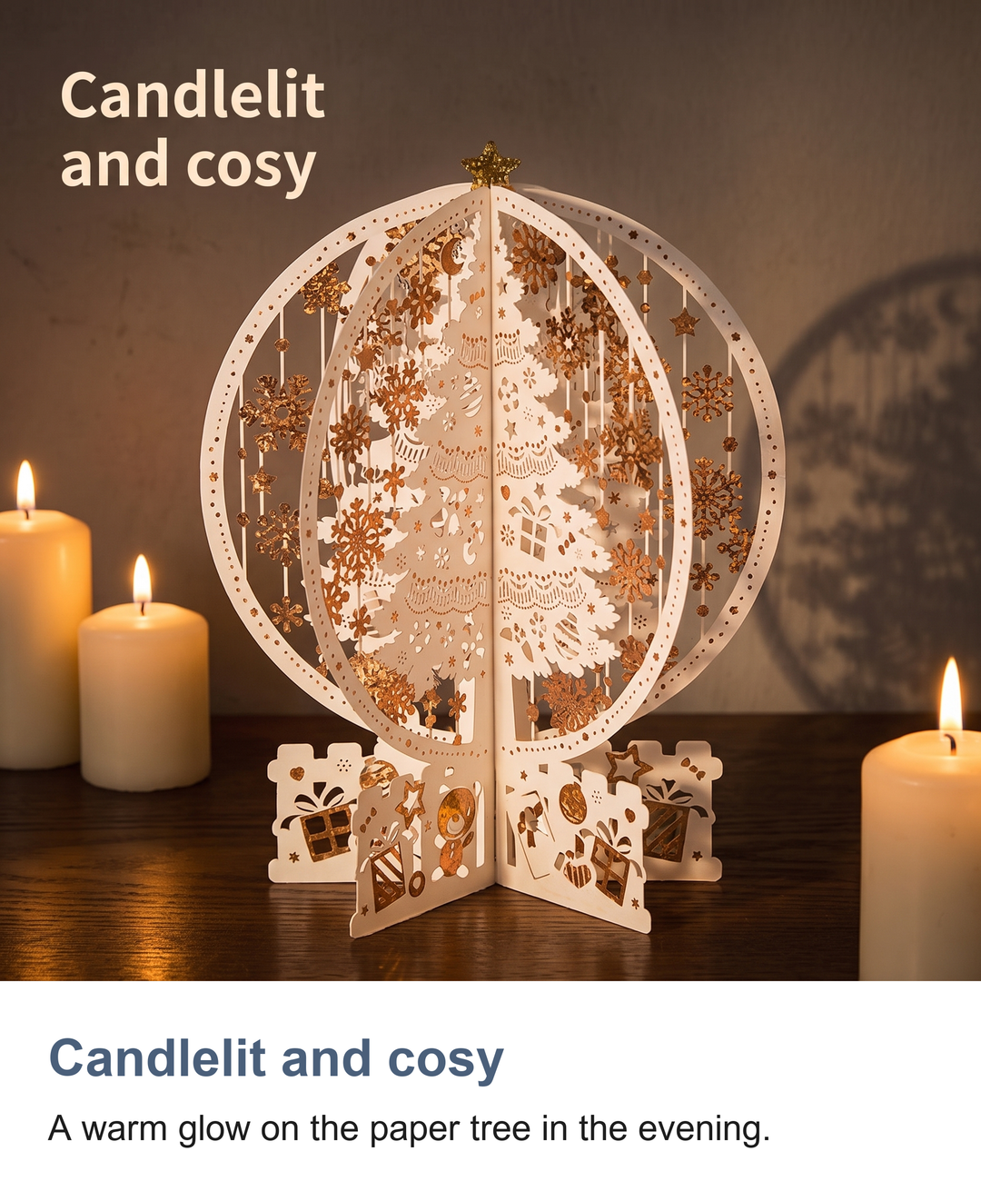 3D pop up Christmas card: Candlelit and cosy
