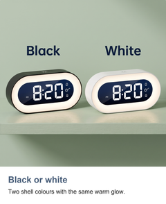 Digital alarm clock with night light: Black or white