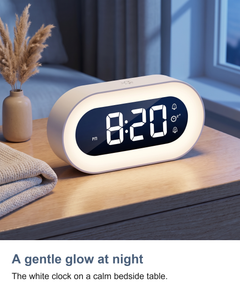 Digital alarm clock with night light: A gentle glow at night