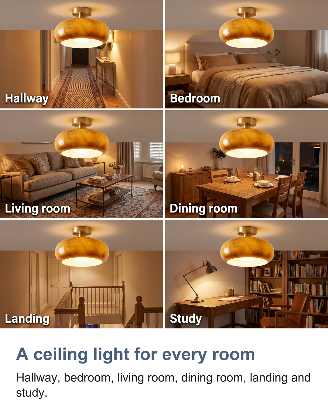 Amber glass mushroom ceiling light: A ceiling light for every room