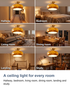Amber glass mushroom ceiling light: A ceiling light for every room