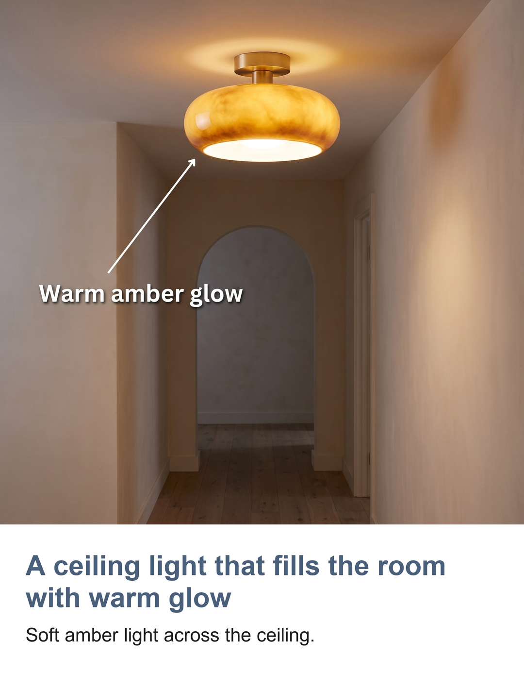 Amber glass mushroom ceiling light: A ceiling light that fills the room with warm glow