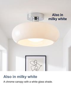 Amber glass mushroom ceiling light: Also in milky white
