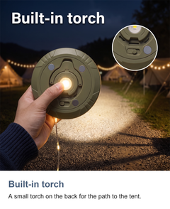 Camping lantern with 10m string light: Built-in torch