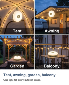 Camping lantern with 10m string light: Tent, awning, garden, balcony