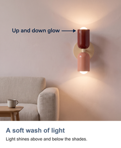 Two tone up and down capsule wall light: A soft wash of light