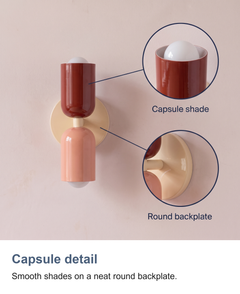 Two tone up and down capsule wall light: Capsule detail
