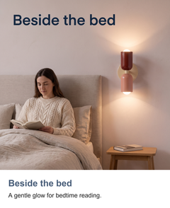 Two tone up and down capsule wall light: Beside the bed