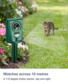 Ultrasonic cat repeller for garden: Watches across 10 metres