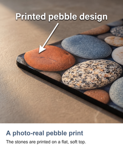 Diatomite bath mat with pebble print: A photo-real pebble print