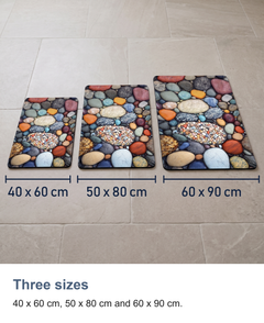Diatomite bath mat with pebble print: Three sizes