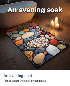 Diatomite bath mat with pebble print: An evening soak