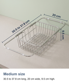 Expandable stainless steel dish drainer: Medium size