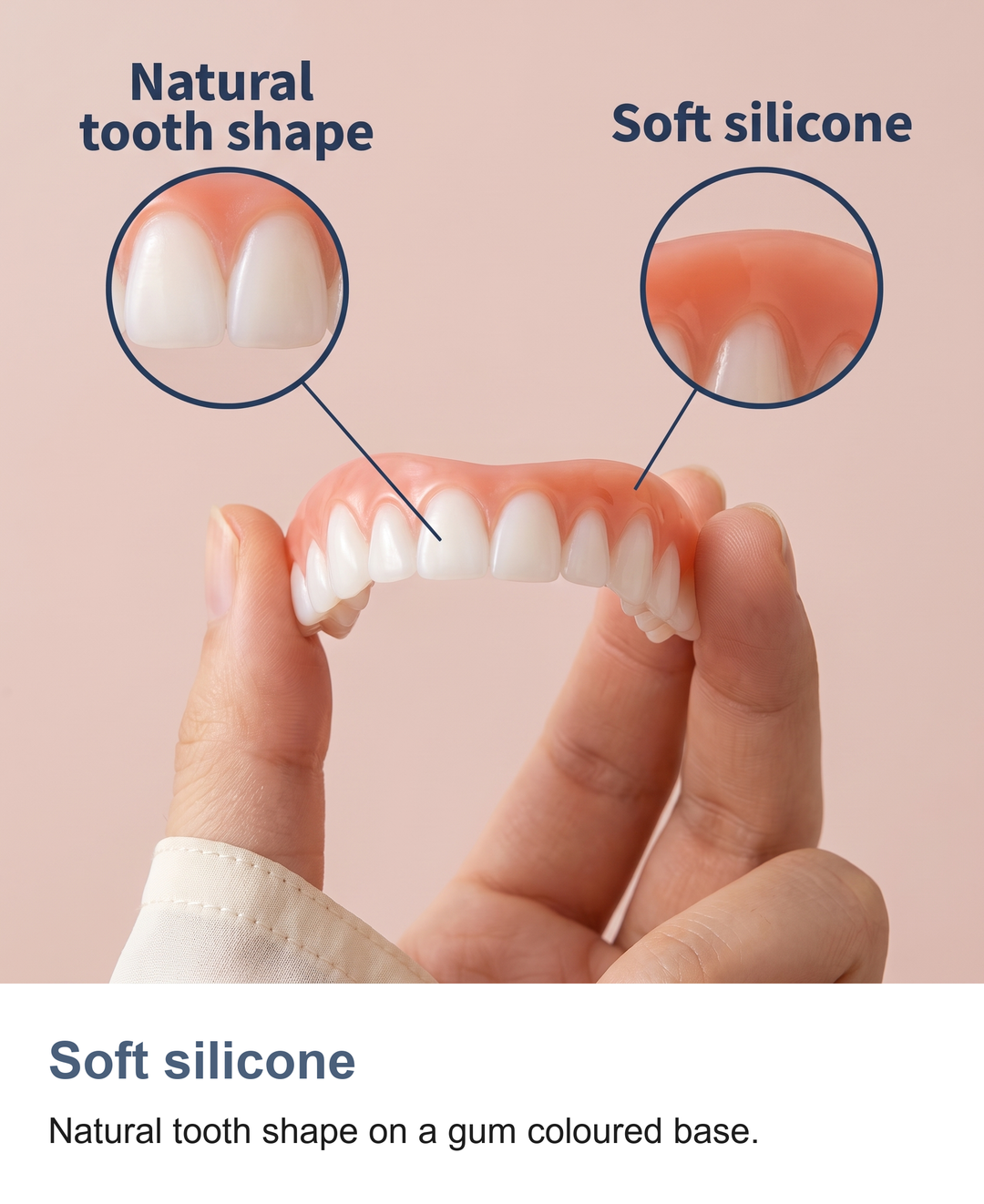 Snap on false teeth set: Soft silicone