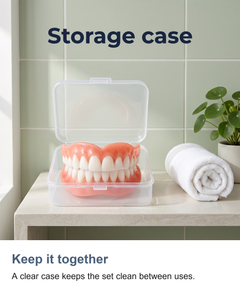 Snap on false teeth set: Keep it together