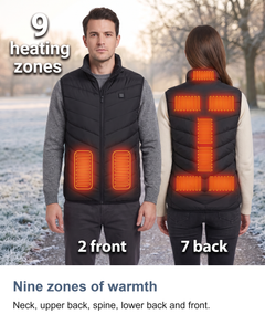 Heated gilet with 9 heating zones: Nine zones of warmth