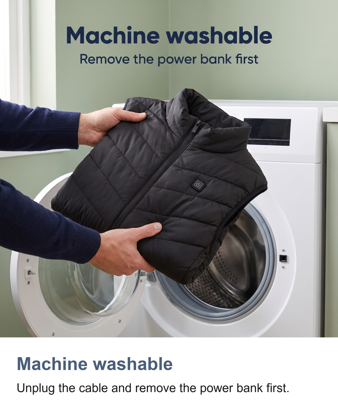 Heated gilet with 9 heating zones: Machine washable