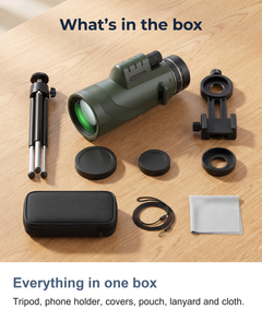 Monocular telescope with phone holder and tripod: Everything in one box