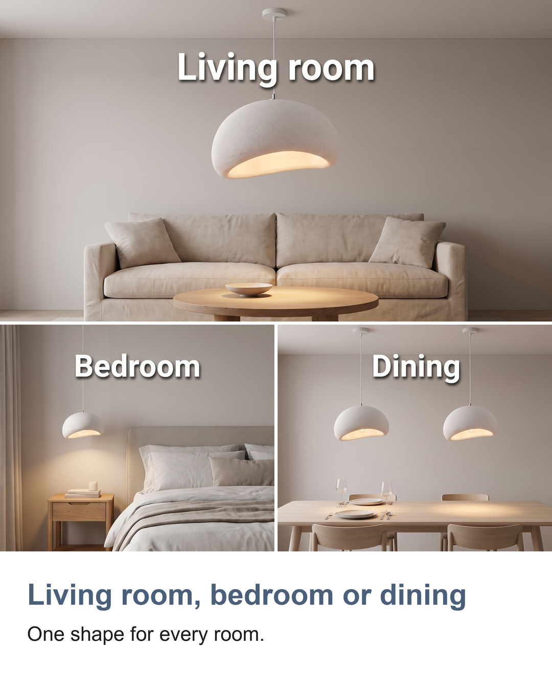 White mushroom pendant light: Living room, bedroom or dining