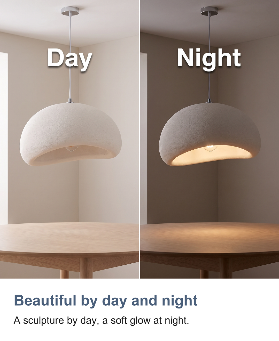 White mushroom pendant light: Beautiful by day and night