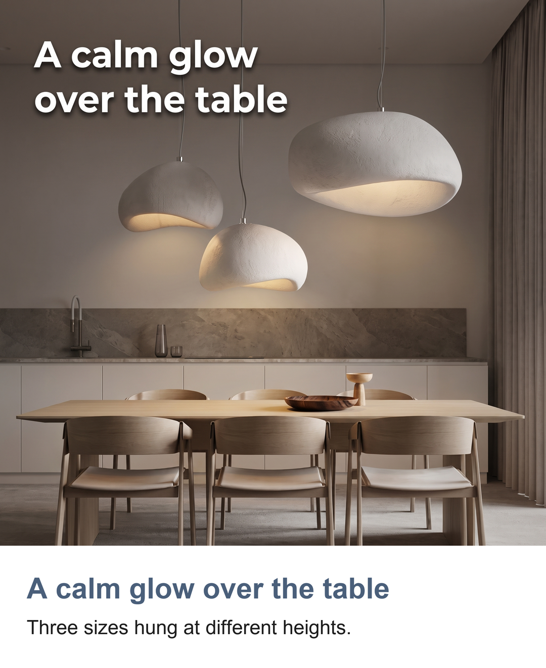 White mushroom pendant light: A calm glow over the table