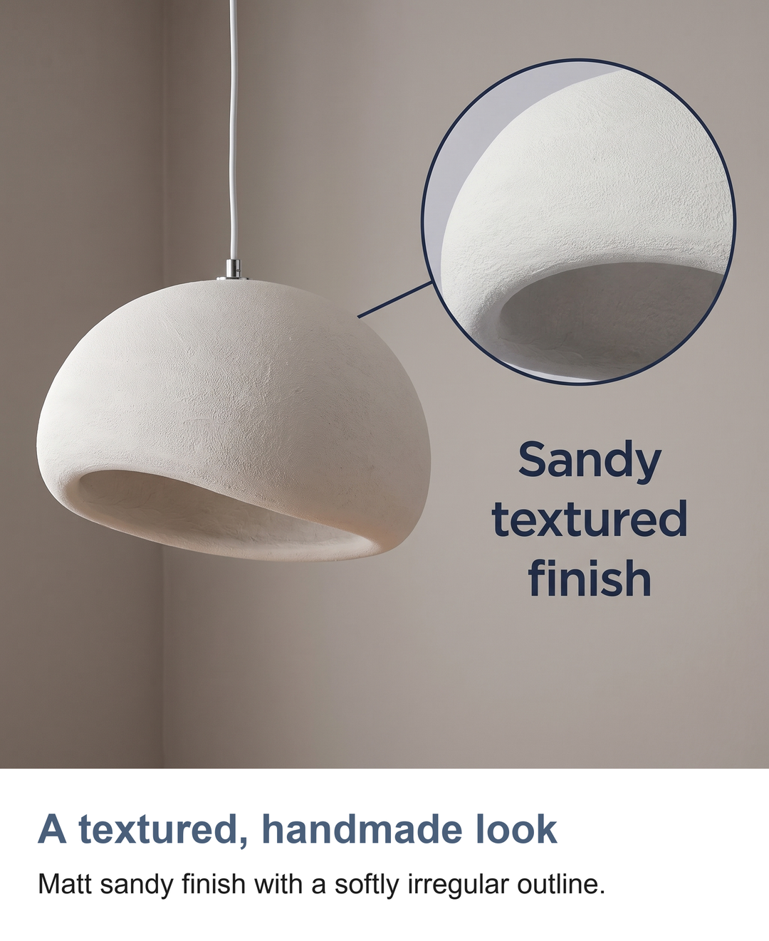 White mushroom pendant light: A textured, handmade look