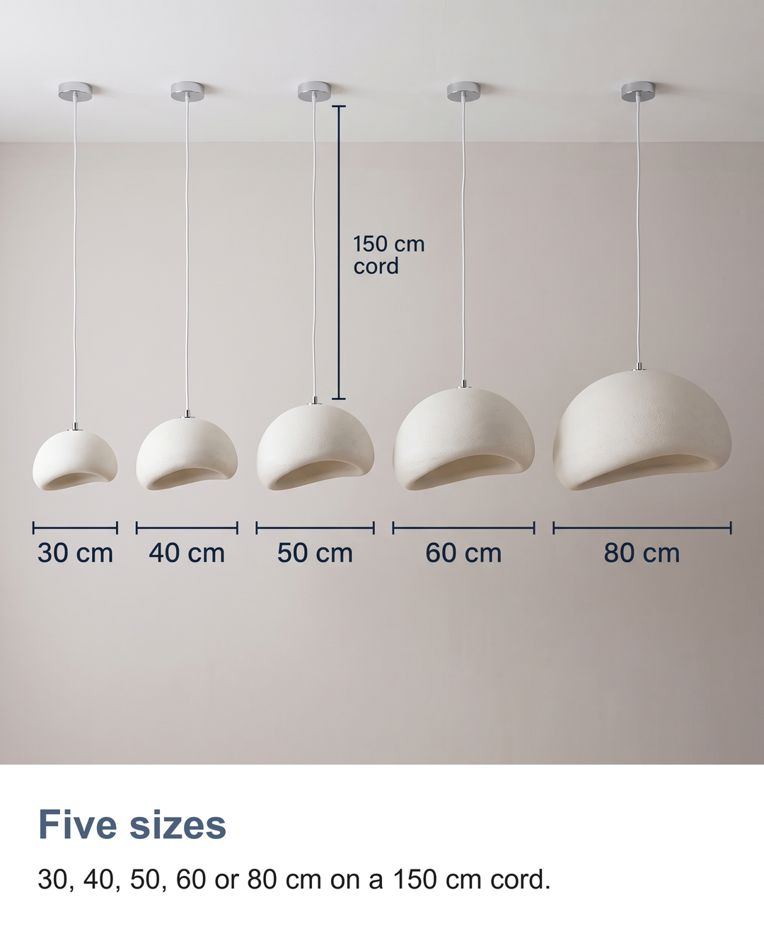 White mushroom pendant light: Five sizes