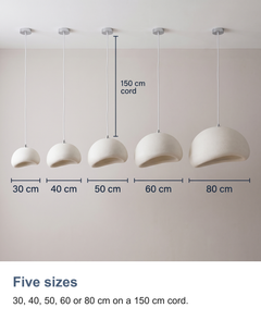White mushroom pendant light: Five sizes