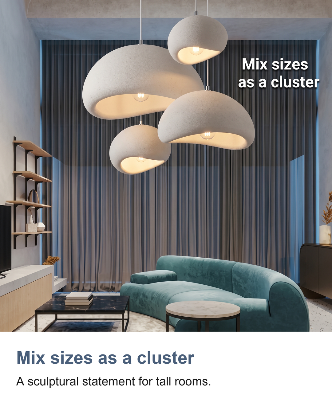 White mushroom pendant light: Mix sizes as a cluster