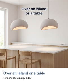 White mushroom pendant light: Over an island or a table