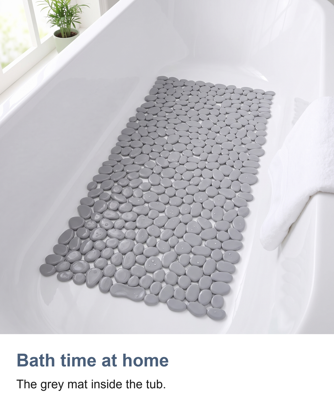 Pebble shower mat with suction cups: Bath time at home