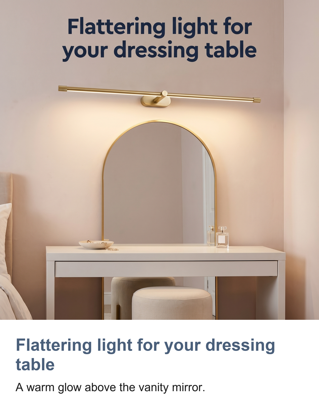 Wired LED picture and over mirror light: Flattering light for your dressing table