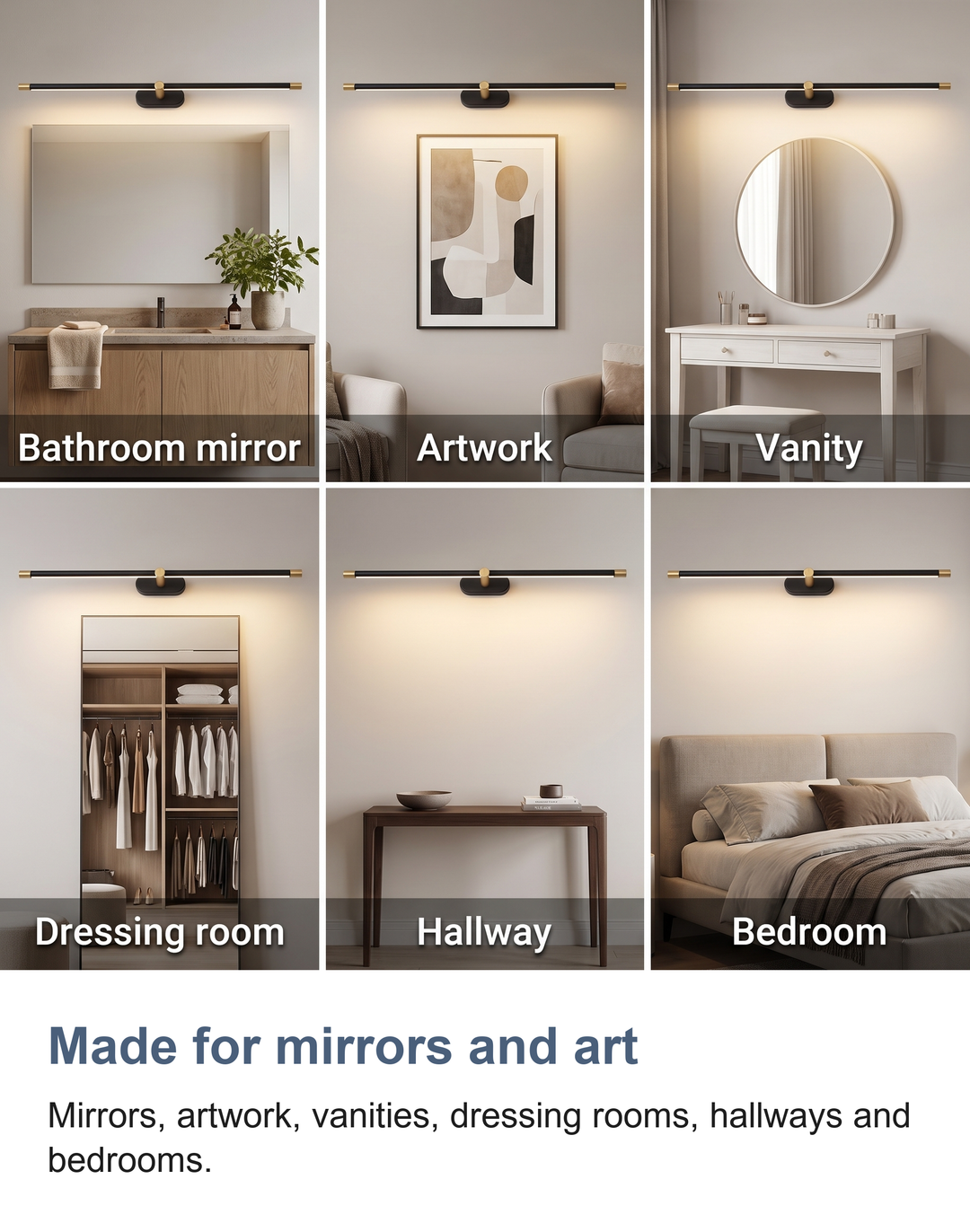 Wired LED picture and over mirror light: Made for mirrors and art