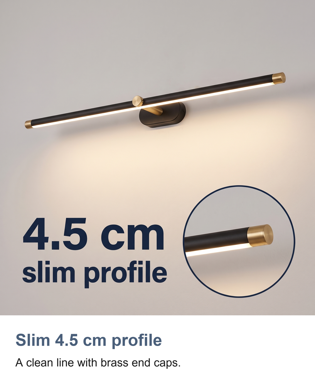 Wired LED picture and over mirror light: Slim 4.5 cm profile