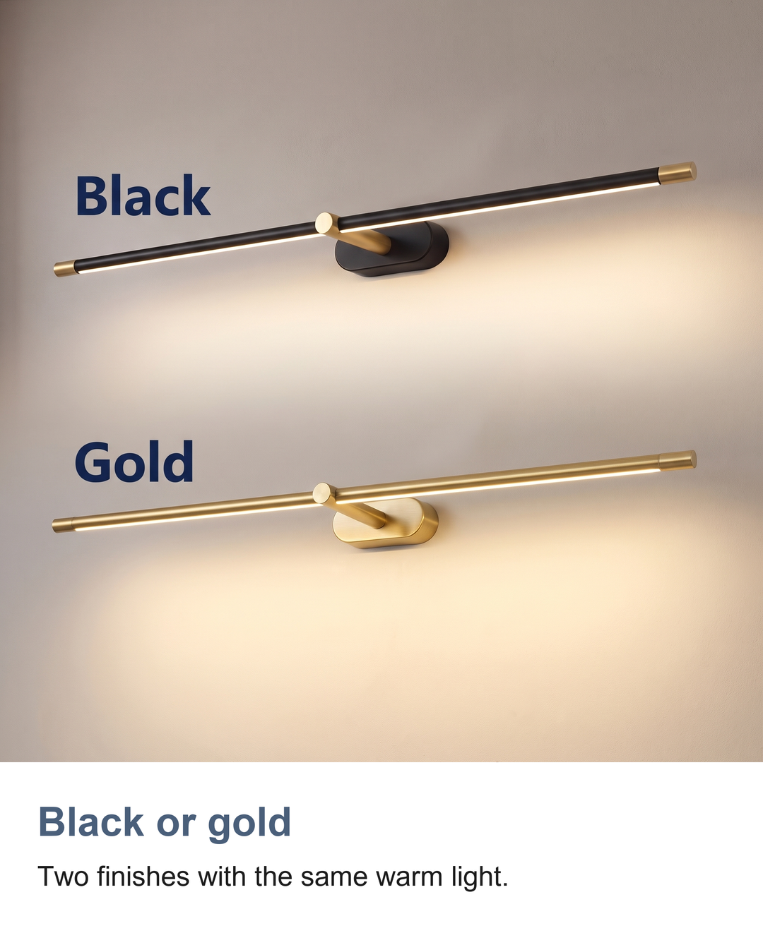 Wired LED picture and over mirror light: Black or gold