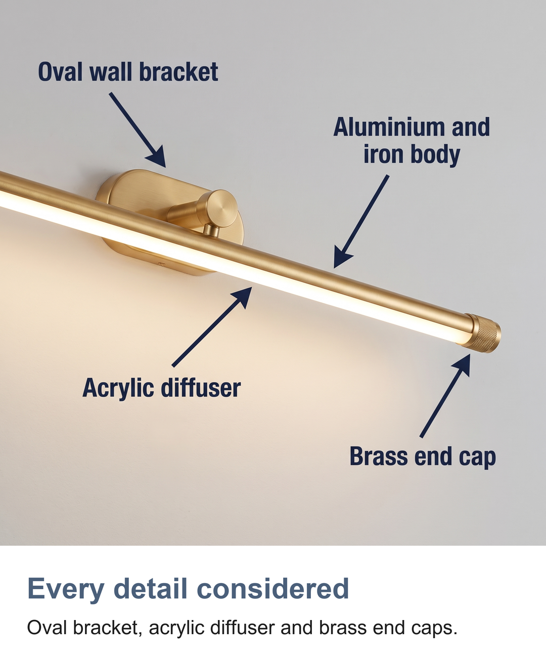 Wired LED picture and over mirror light: Every detail considered