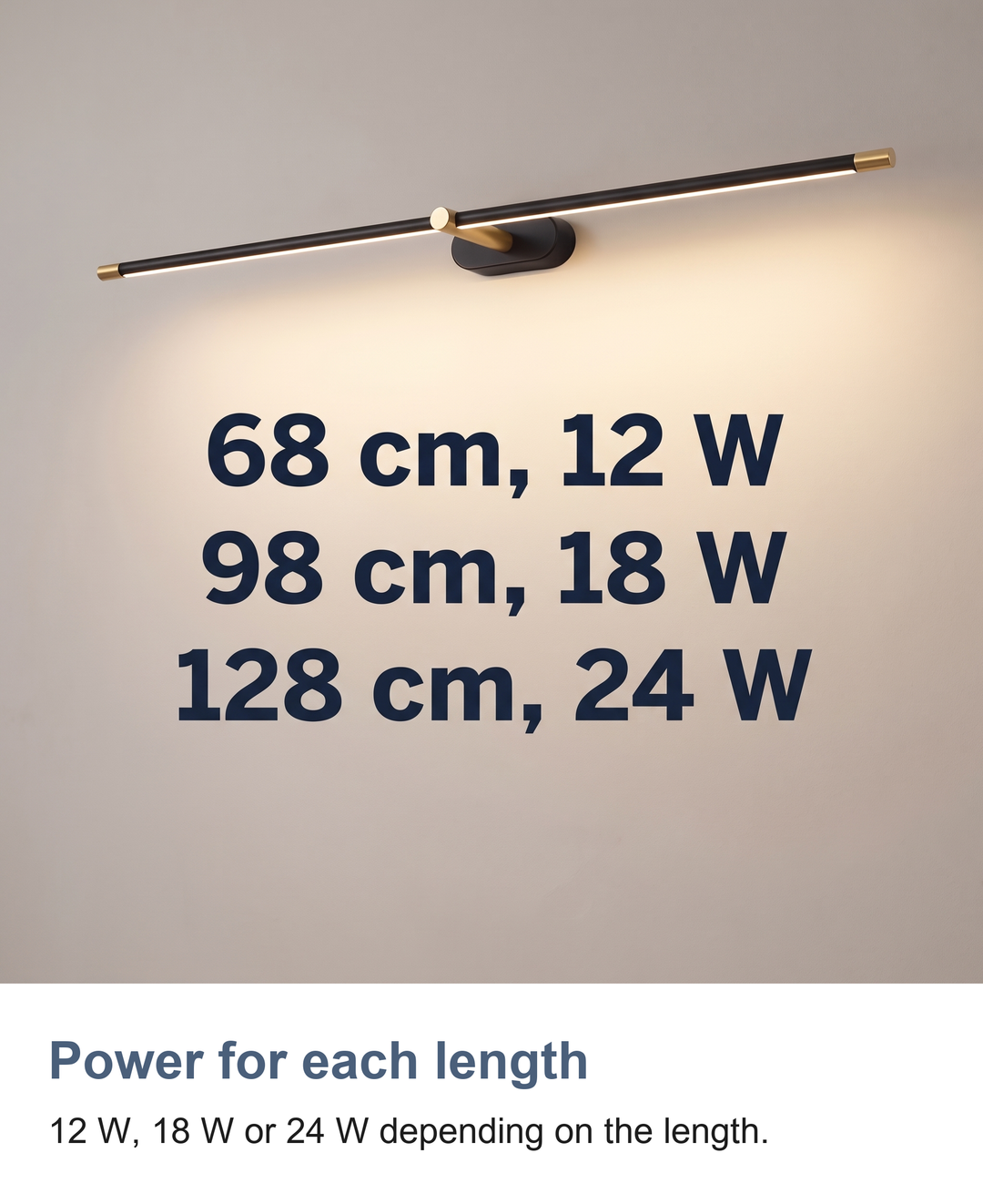 Wired LED picture and over mirror light: Power for each length