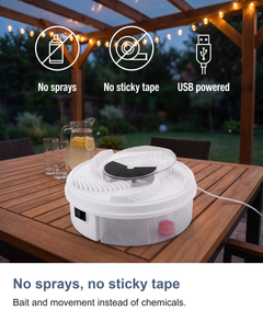 Electric rotating fly trap: No sprays, no sticky tape