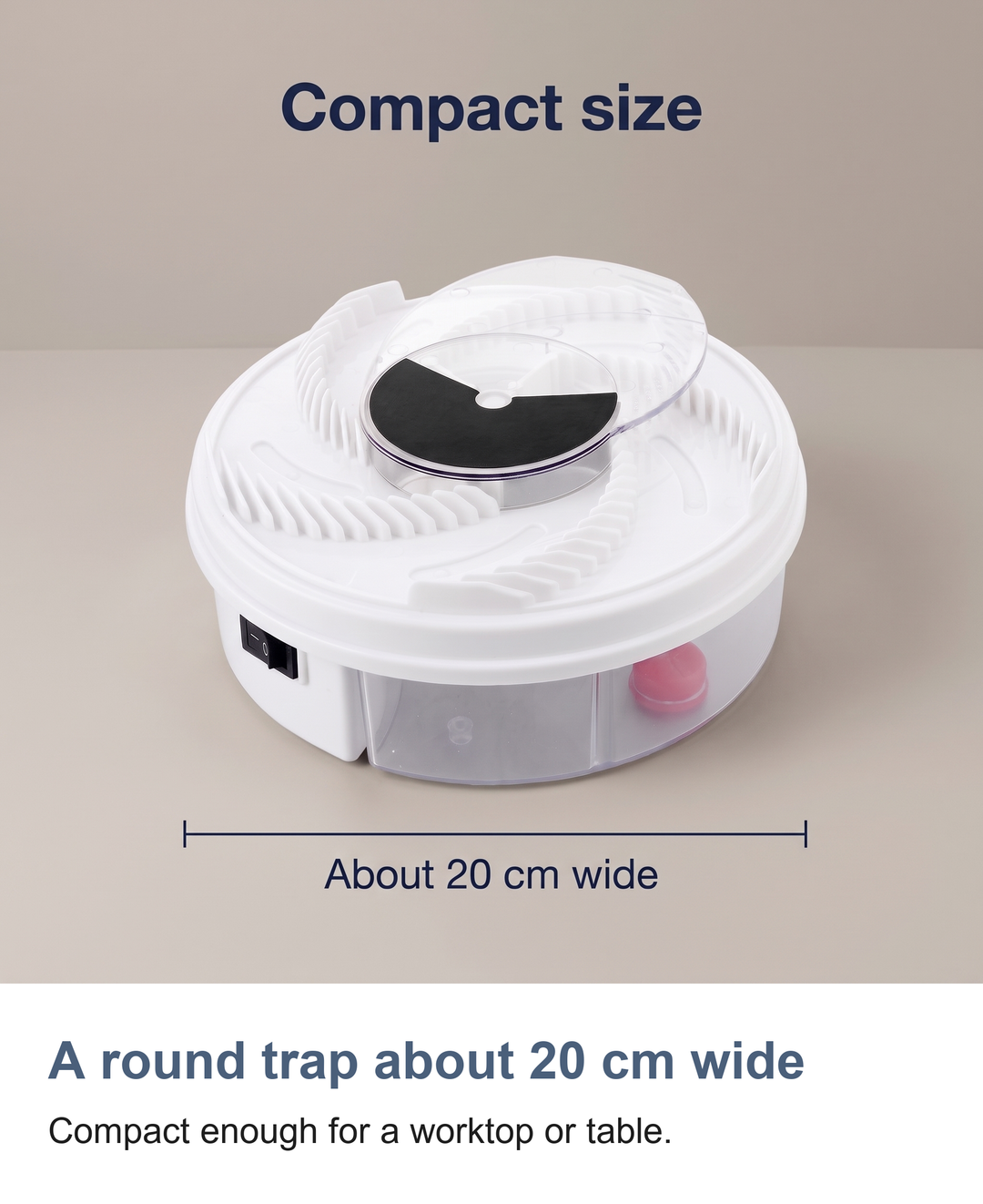 Electric rotating fly trap: A round trap about 20 cm wide