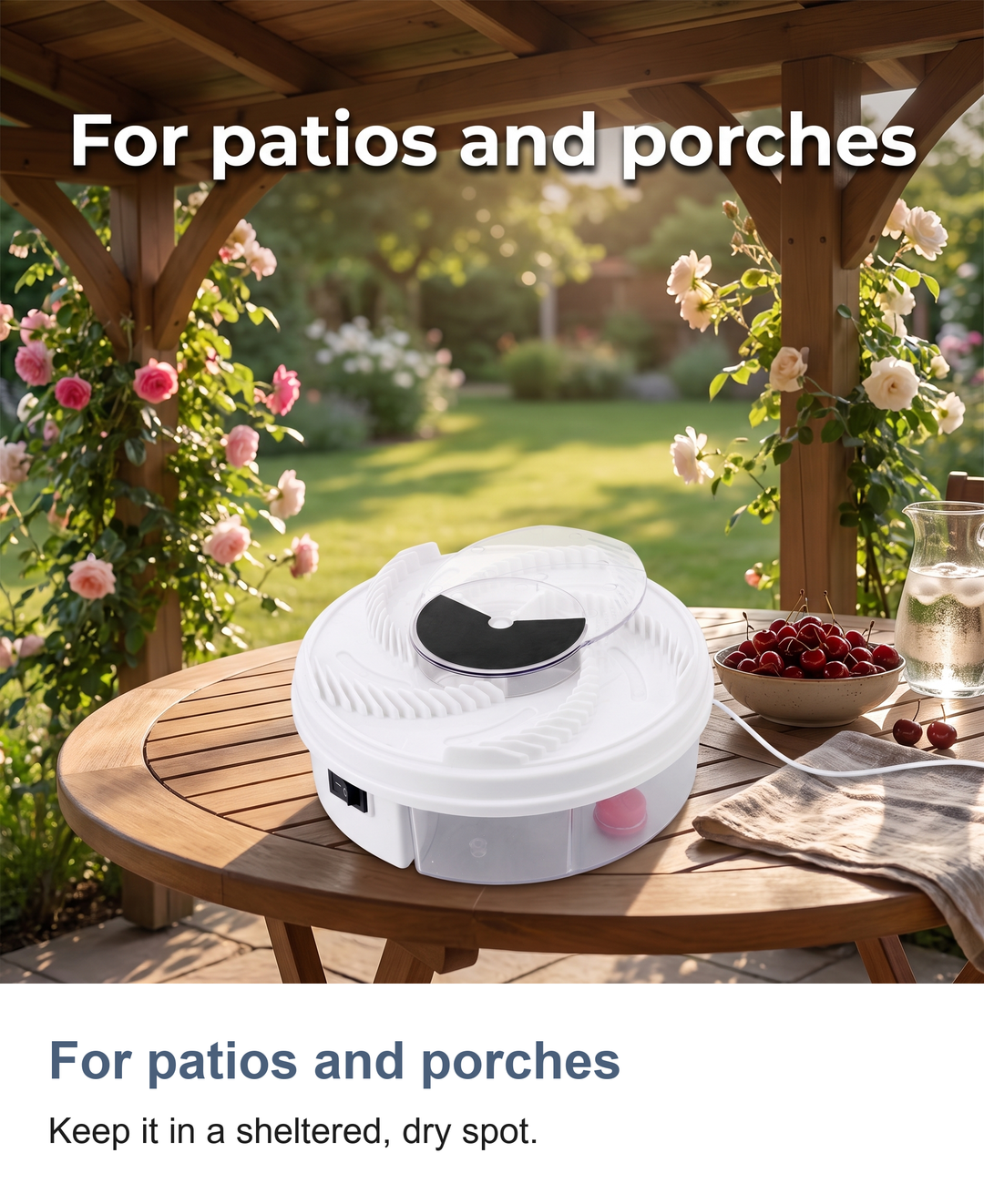 Electric rotating fly trap: For patios and porches