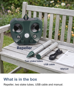 Solar ultrasonic animal repeller: What is in the box