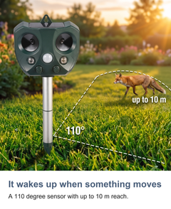 Solar ultrasonic animal repeller: It wakes up when something moves