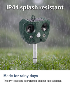 Solar ultrasonic animal repeller: Made for rainy days