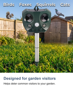 Solar ultrasonic animal repeller: Designed for garden visitors