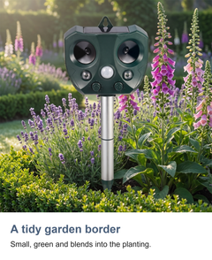 Solar ultrasonic animal repeller: A tidy garden border