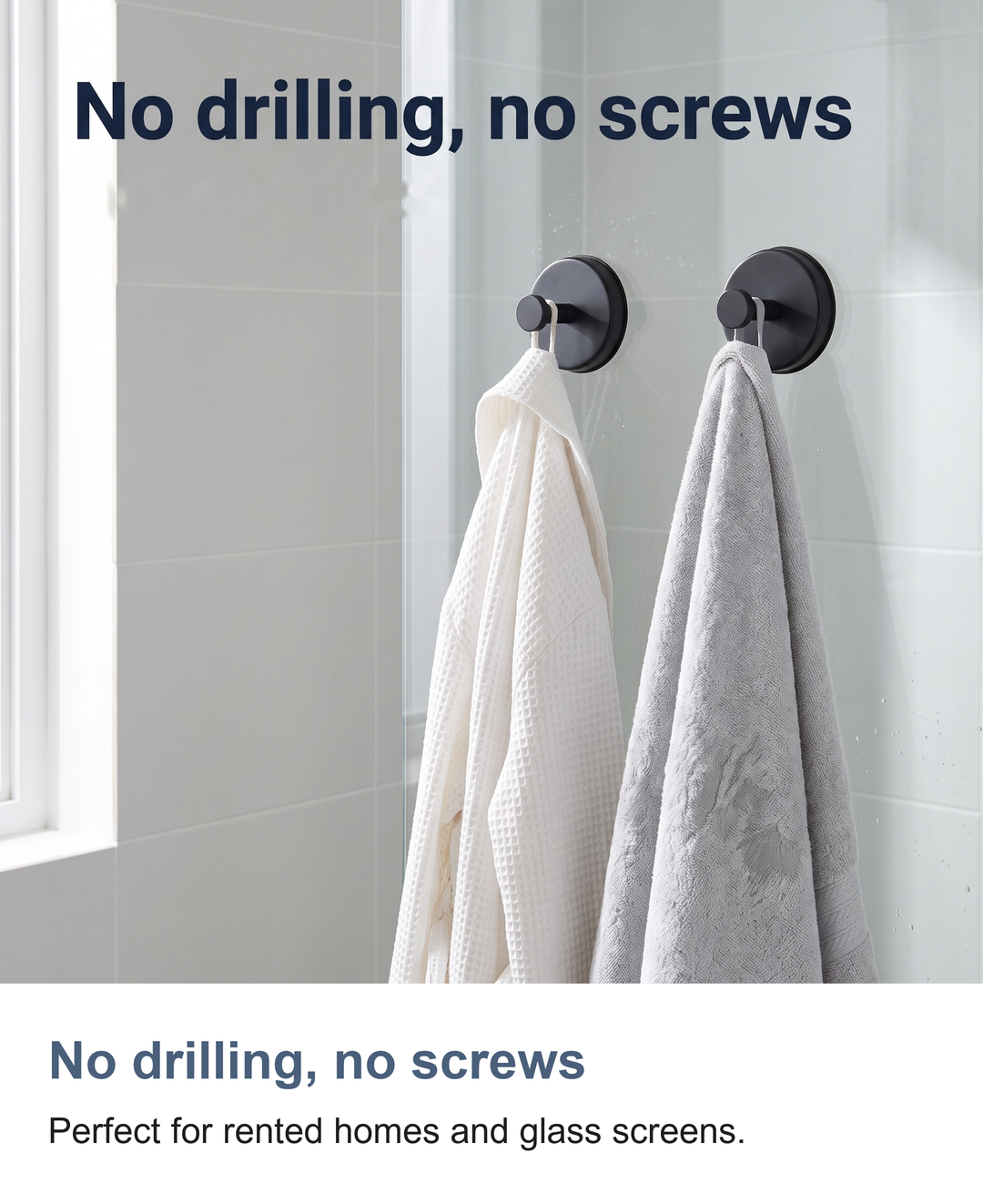 Suction hooks 4 pack: No drilling, no screws