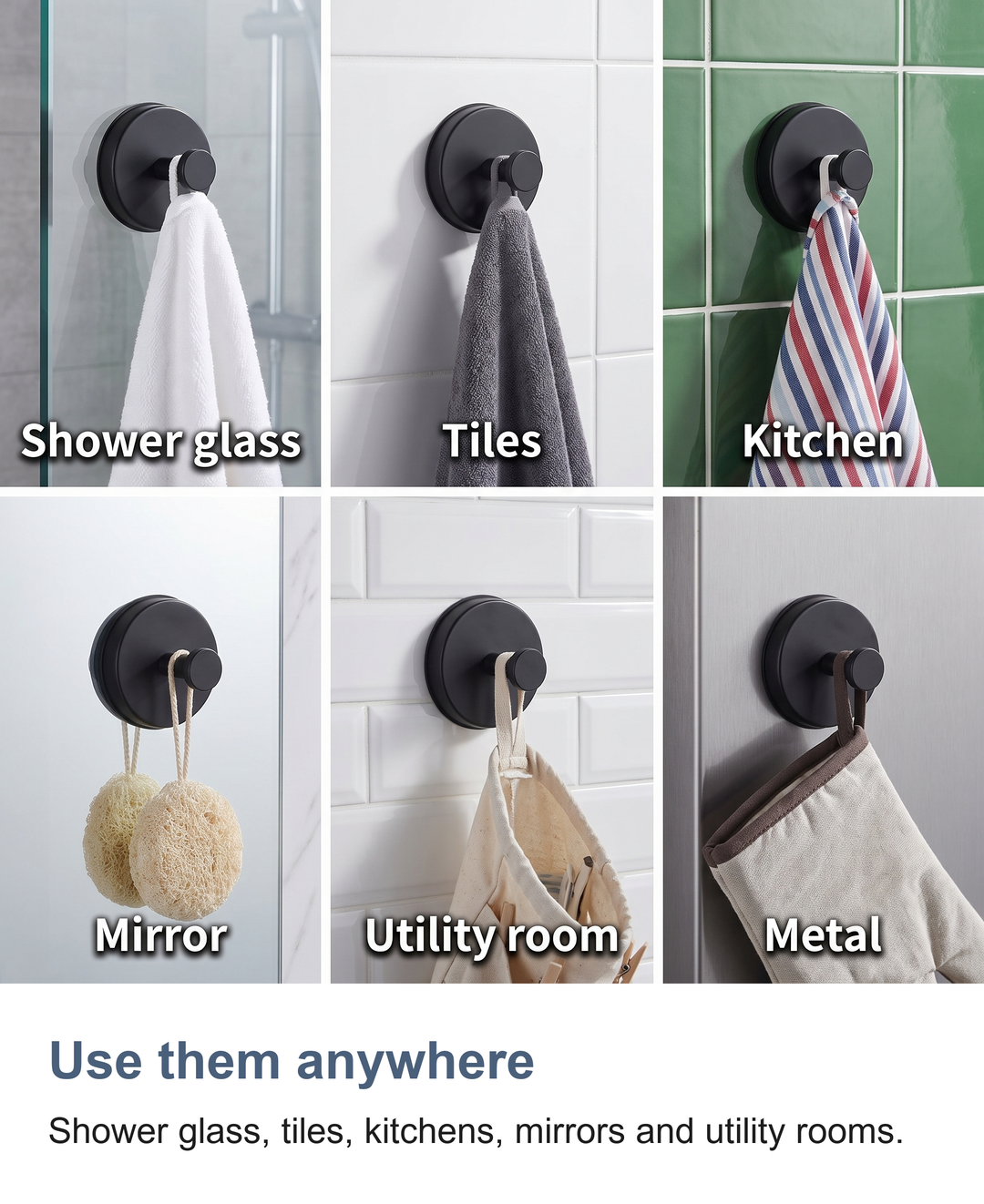 Suction hooks 4 pack: Use them anywhere