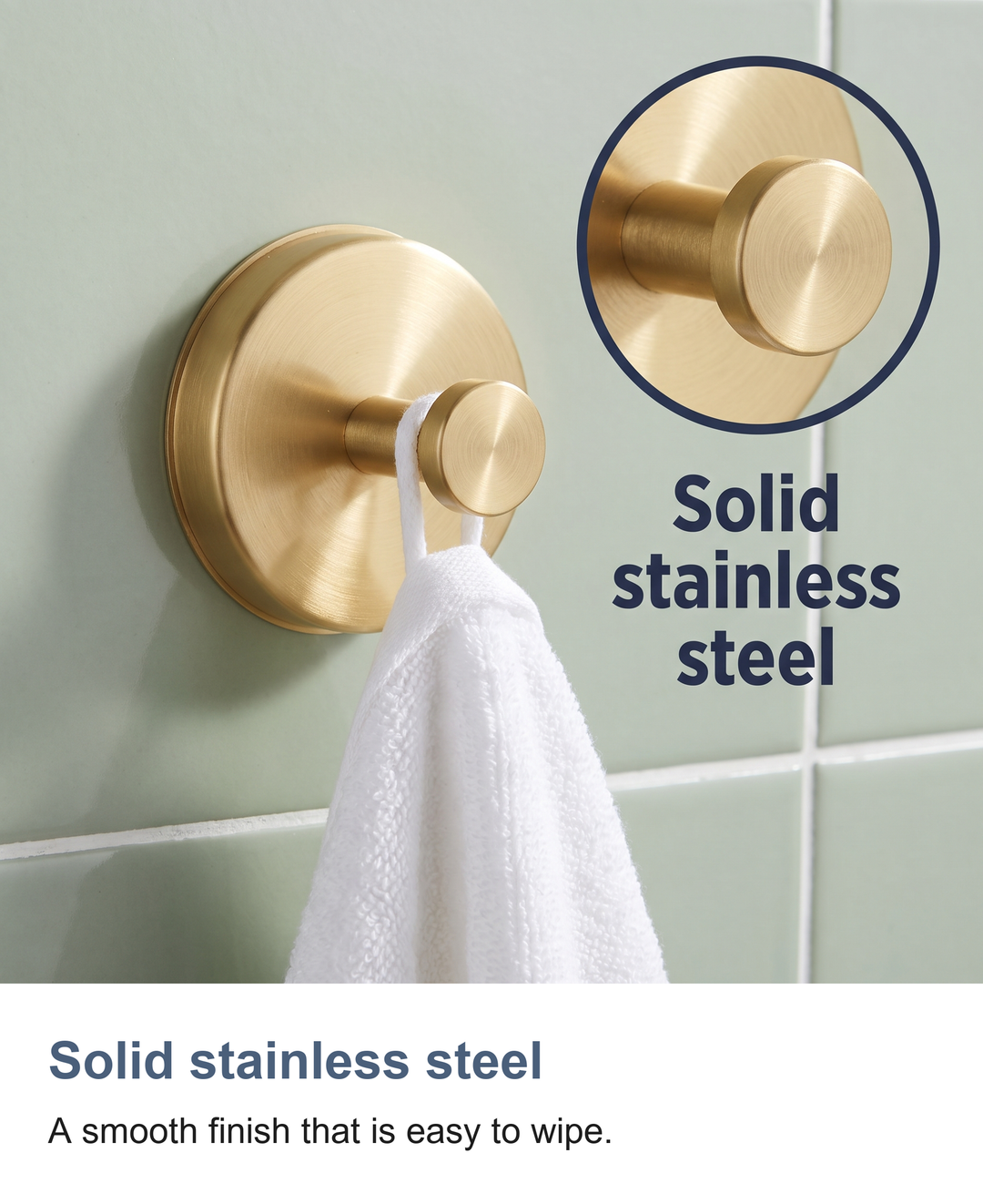Suction hooks 4 pack: Solid stainless steel