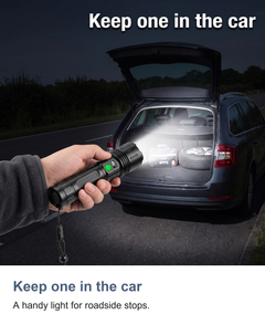 Rechargeable LED torch with zoom: Keep one in the car